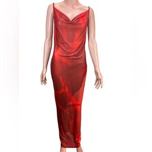 Icon Swim Euphoria Cover-up Red Marble Print Large NWT